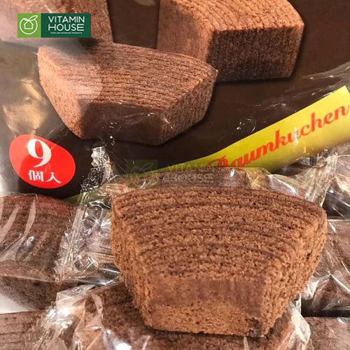 Bánh Bông Lan Cắt Lát Vị Chocolate Baumkuchen Nhật Gói 240g (Nâu)