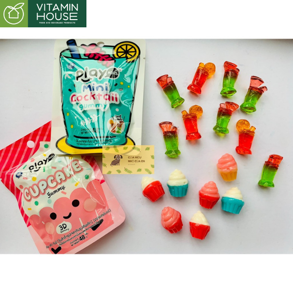 Kẹo Dẻo Hình Bánh Cupcake Playmore Thái Gói 48g