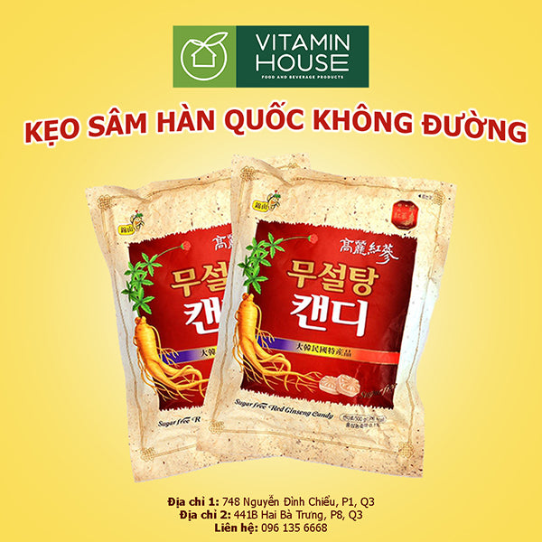 Kẹo Sâm Không Đường Red Ginseng HQ Gói 500g (vàng)