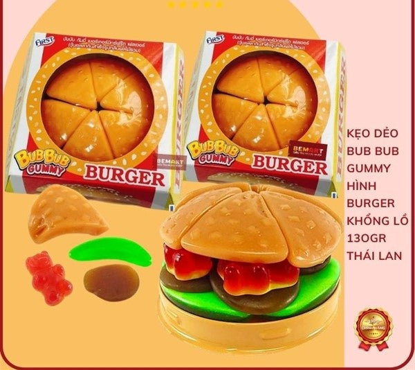 Kẹo Dẻo Burger Khổng Lồ Bub Bub Gummy Thái Hộp 130g