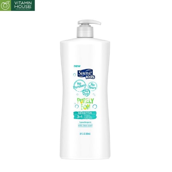 Sữa tắm gội Suave Kid Purely Fum 828ml - Sensetive