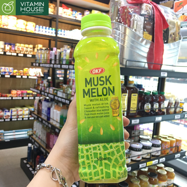 Nước Dưa Lưới Nha Đam Musk Melon With Aloe OKF HQ Chai 500ml