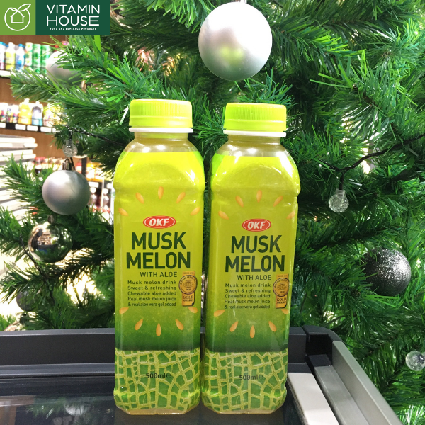 Nước Dưa Lưới Nha Đam Musk Melon With Aloe OKF HQ Chai 500ml