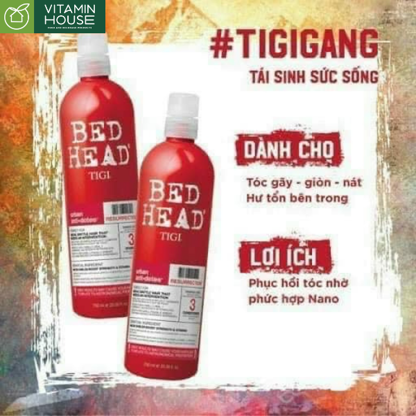 Set Dầu Gội Xả Bed Head Tigi Rehab For Hair (đỏ)