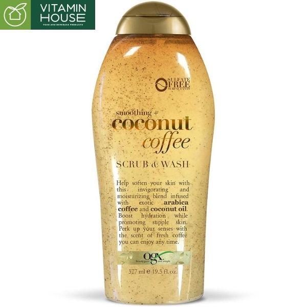 Sữa Tắm Tẩy Tế Bào Chết Coconut Coffee OGX Mỹ Chai 577ml (Vàng)