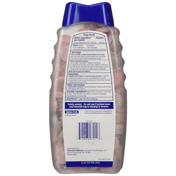 Kẹo Ngậm Trị Đau Bao Tử Tums Ultra Strength 1000mg 265 Viên