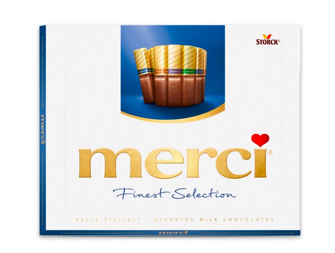 Hộp Chocolate Sữa Merci Finest Selection 250G (Xanh)