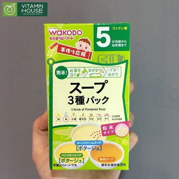 Bột ăn dặm Wakodo vị Rau-Kem Bắp-Bí đỏ 5m+