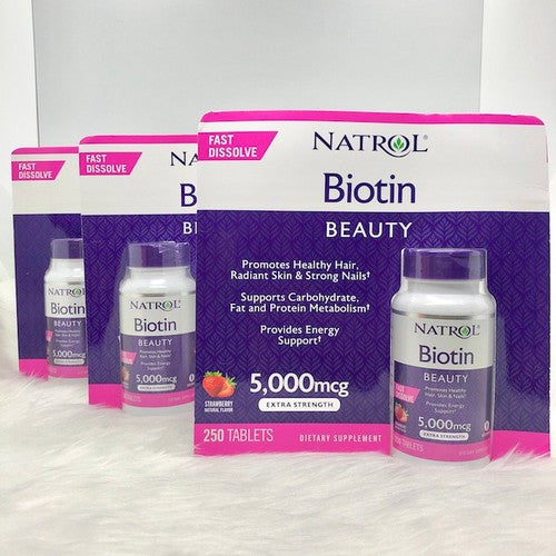 Viên Ngậm Hỗ Trợ Mọc Tóc Biotin 5000mcg Natrol Mỹ