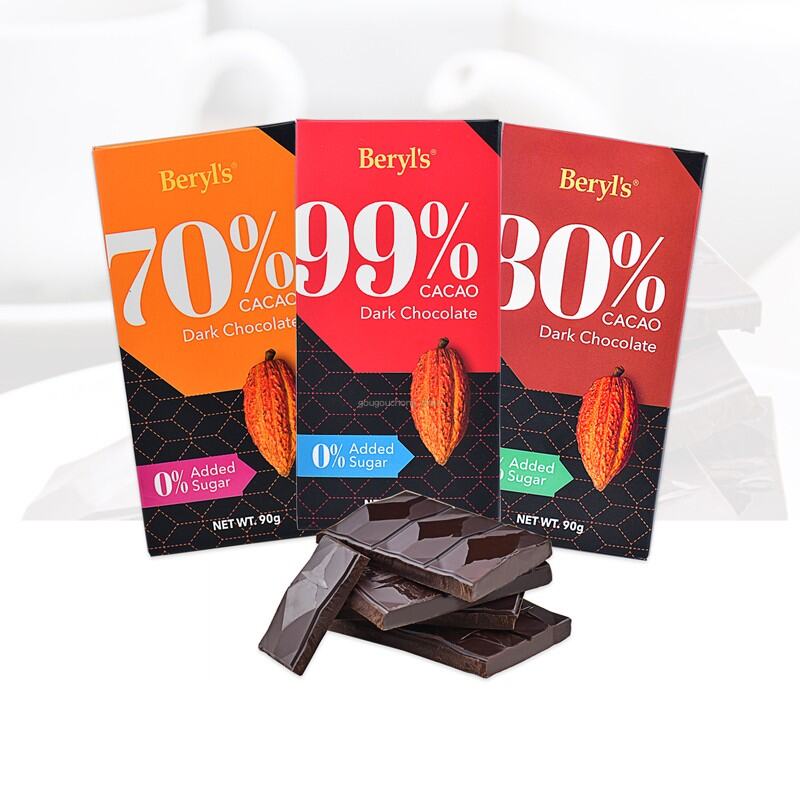 Thanh Chocolate Đắng Beryls Không Đường 99% Cacao 90G