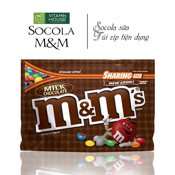 Chocolate M&M Milk Chocolate Túi Zip 303.3g (new)