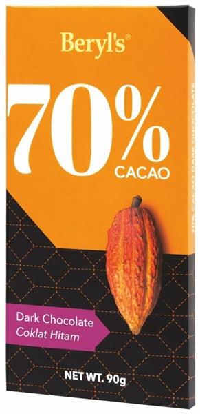 Thanh Chocolate Đắng Beryls Không Đường 70% Cacao 90G