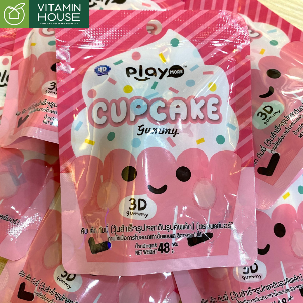 Kẹo Dẻo Hình Bánh Cupcake Playmore Thái Gói 48g