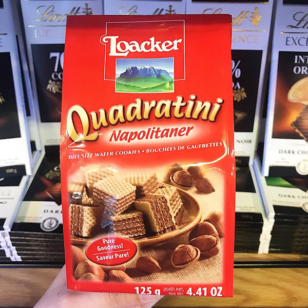 Bánh Xốp Kem Hạt Dẻ Quadratini Napolitaner Loacker Ý Gói 125g (Đỏ)