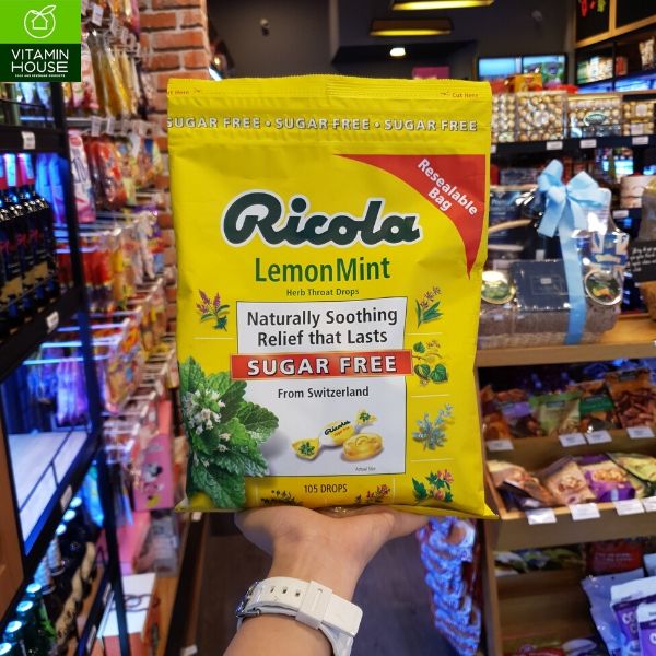 Kẹo Ngậm Ricola Sugar Free Lemon Mint Drops 105v