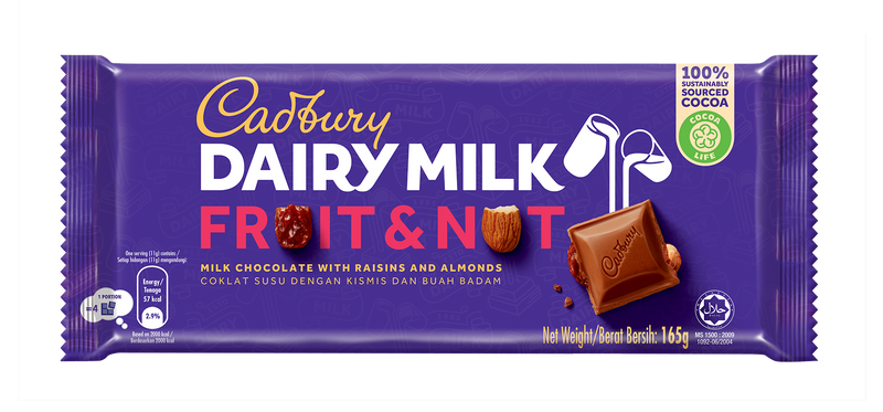Chocolate Sữa Nhân Trái Cây & Hạt Cadbury Dairy Milk 160g
