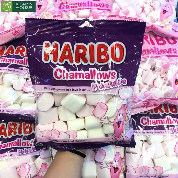 Kẹo xốp Haribo Chamallows Pink White 150g