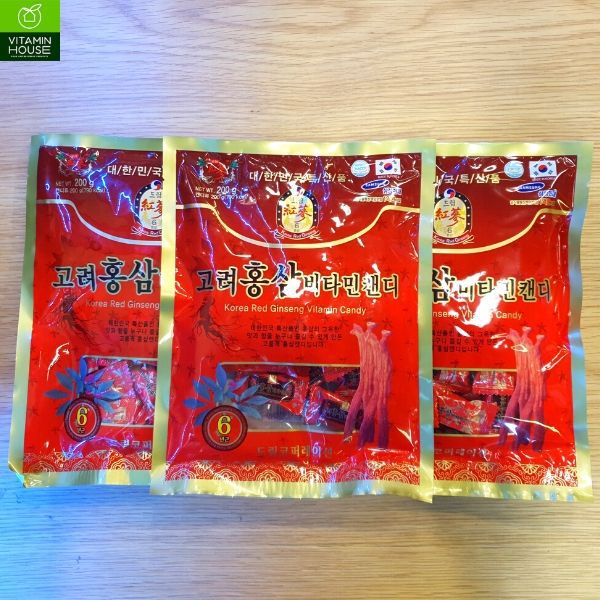 Kẹo Hồng sâm  Vitamin Hàn Quốc 200g ( đỏ )