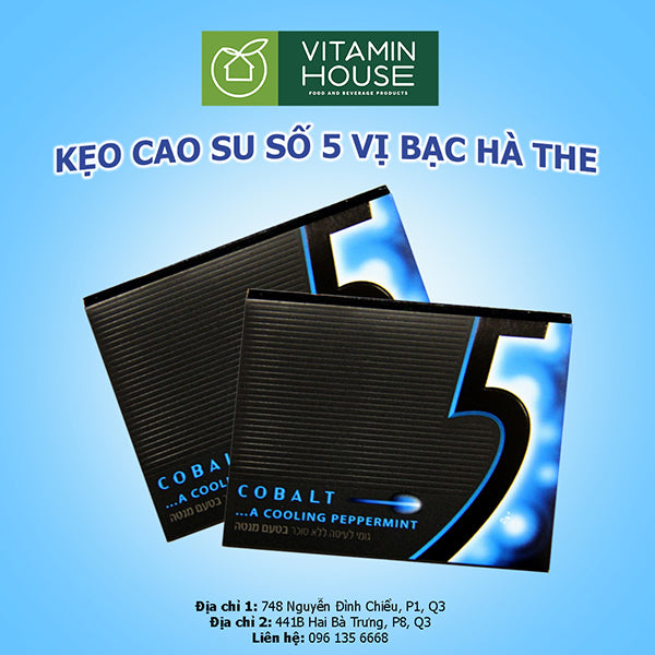 Kẹo Gum Không Đường Số 5 Vị Bạc Hà The Xanh Dương