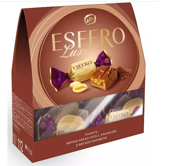 Kẹo Mềm Chocolate Đậu Phộng Nho Khô Esfero Luxe Nga Hộp 350g