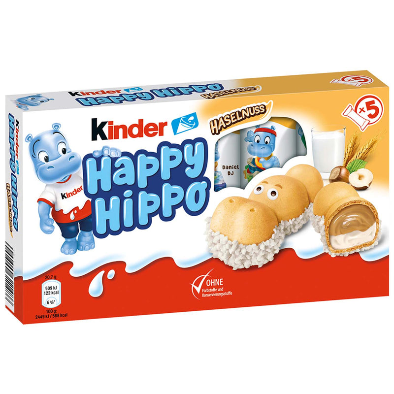 Bánh Xốp Hà Mã Nhân Haselnuss Kinder Happy Hippo Ý Hộp 135g