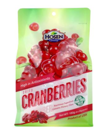 Nam Việt Quất Khô Hosen Cranberries Mỹ Gói 180g