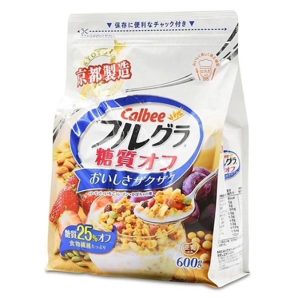 Gói Ngũ Cốc Trái Cây Giảm 25% Đường Calbee Nhật Bản 600g