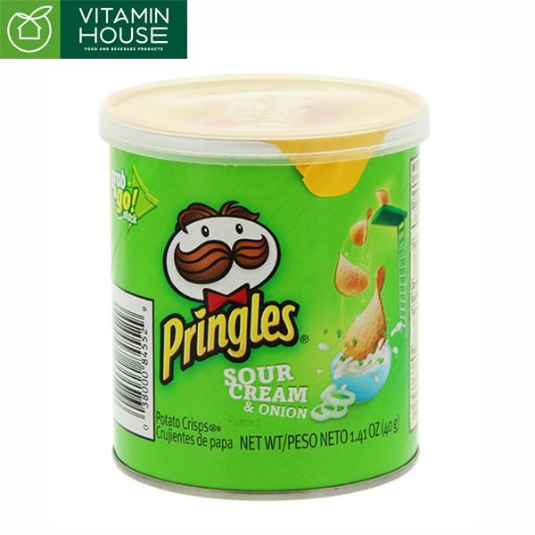 Snack Khoai Tây Vị Kem - Hành Tây Pringles Mỹ Lon 40g