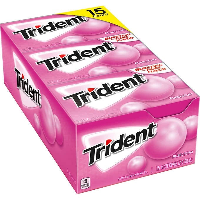 Kẹo Gum Trident Mỹ Bubble Gum (Hồng)