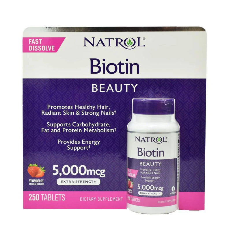 Viên Ngậm Hỗ Trợ Mọc Tóc Biotin 5000mcg Natrol Mỹ