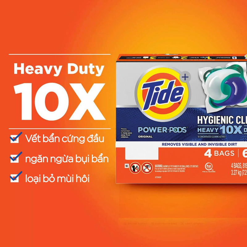 Túi Viên giặt Tide Hygienic Clean Heavy 10X Mỹ 819g