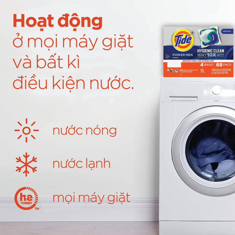 Túi Viên giặt Tide Hygienic Clean Heavy 10X Mỹ 819g